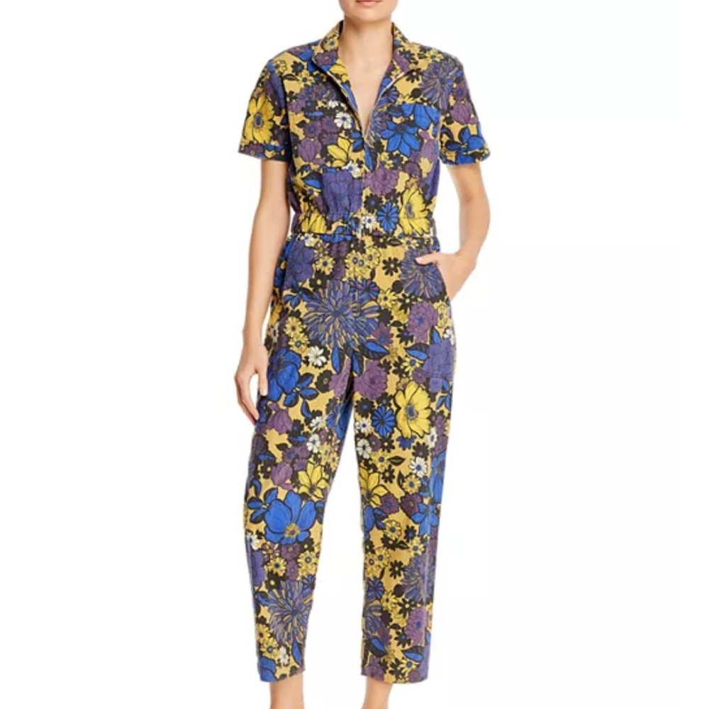 Mother Zippy Floral Print Zippered Jumpsuit In Oopsie Daisy